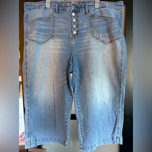 Torrid Light Blue Flare Crop Jeans